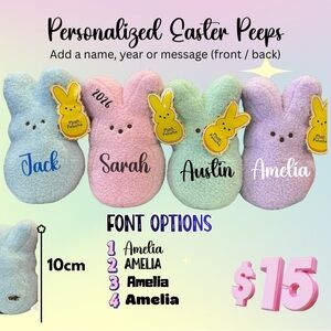 Plush Peeps Personalized Stuffed Animals - Blue, Pink, Yellow